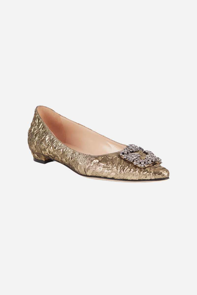 EMILIA WICKSTEAD Hangisi Flat in Gold Double Warp Floral outlook