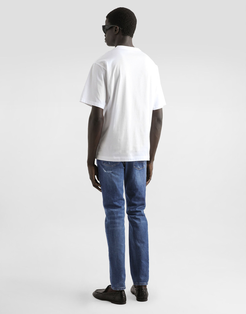 Slim-fit stretch cotton jeans with logo embroidery 3