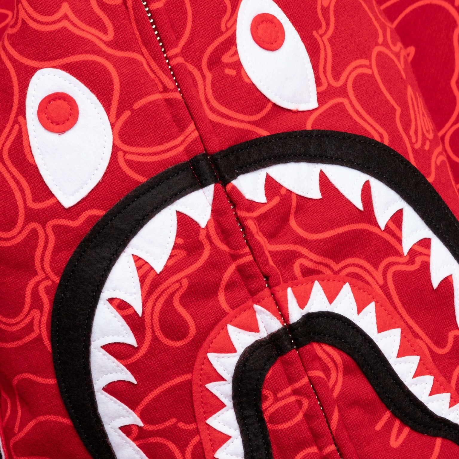 BAPE 30TH ANNIVERSARY LINE CAMO SHARK FULL ZIP HOODIE - RED - 3