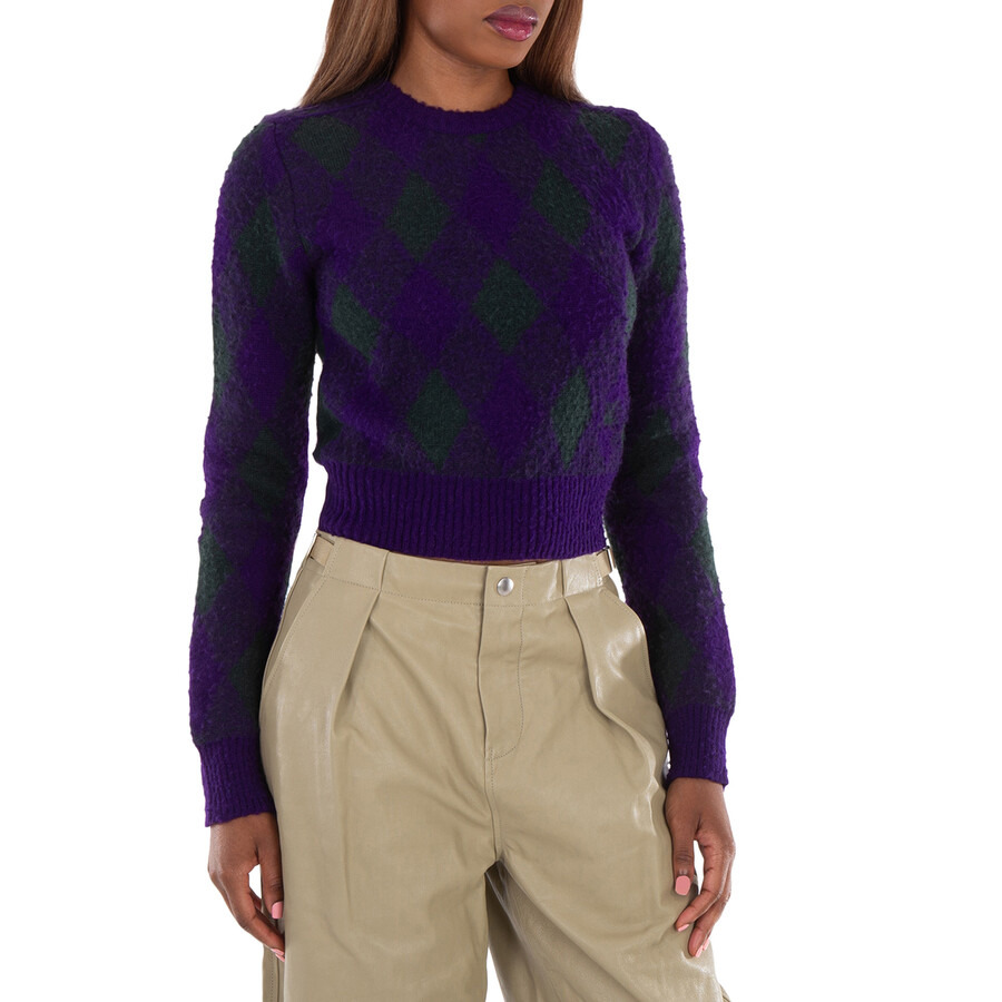 Burberry Argyle-Knit Long Sleeve Cropped Jumper - 4