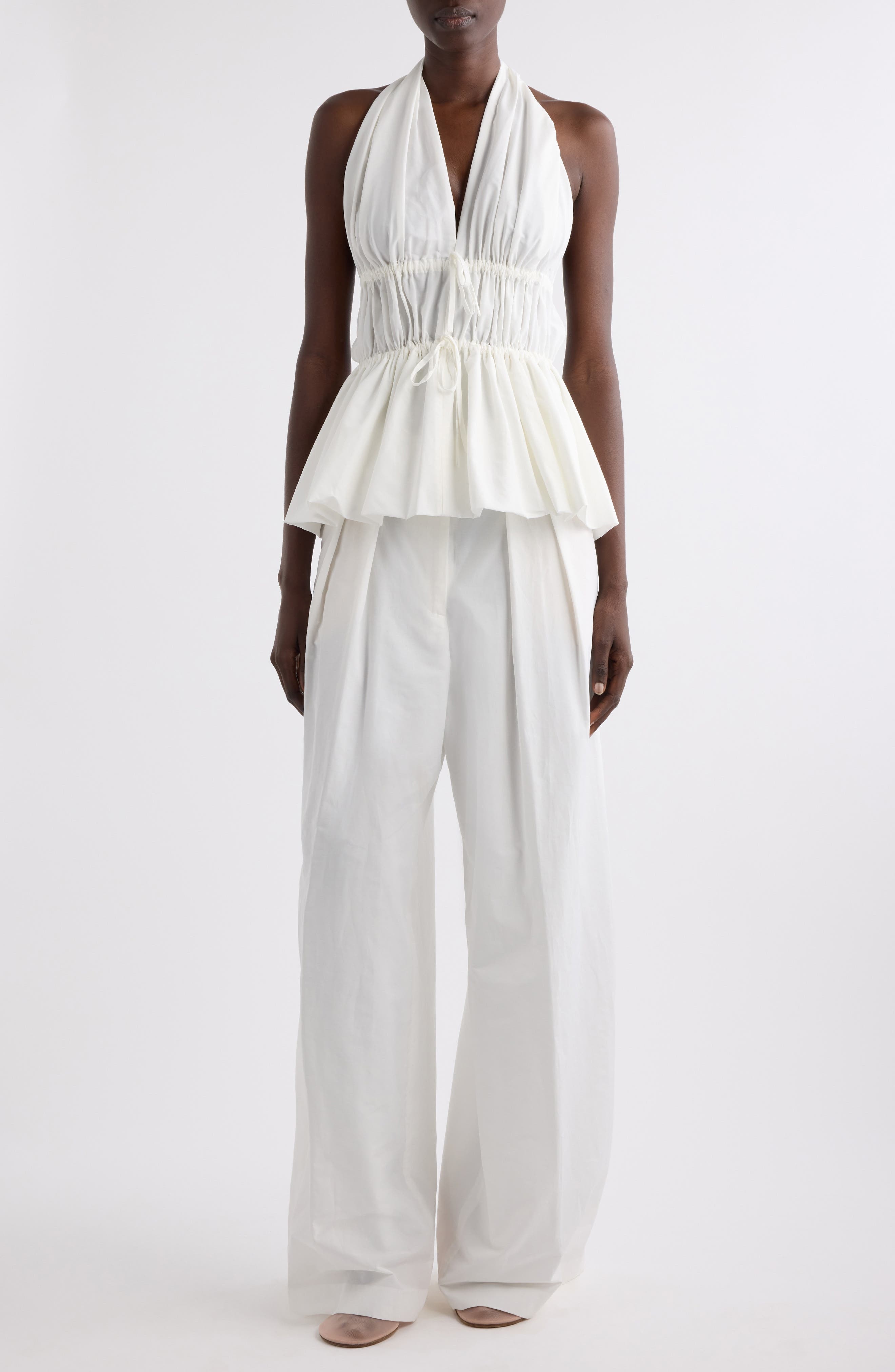Dries Van Noten Ceana Ruched Halter Top in White at Nordstrom - 2