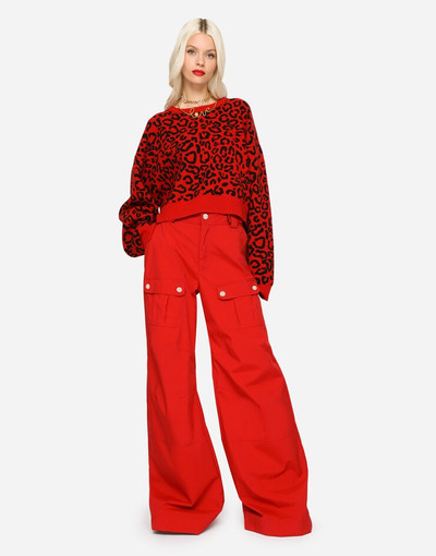 Dolce & Gabbana Cropped wool sweater with leopard inlay outlook
