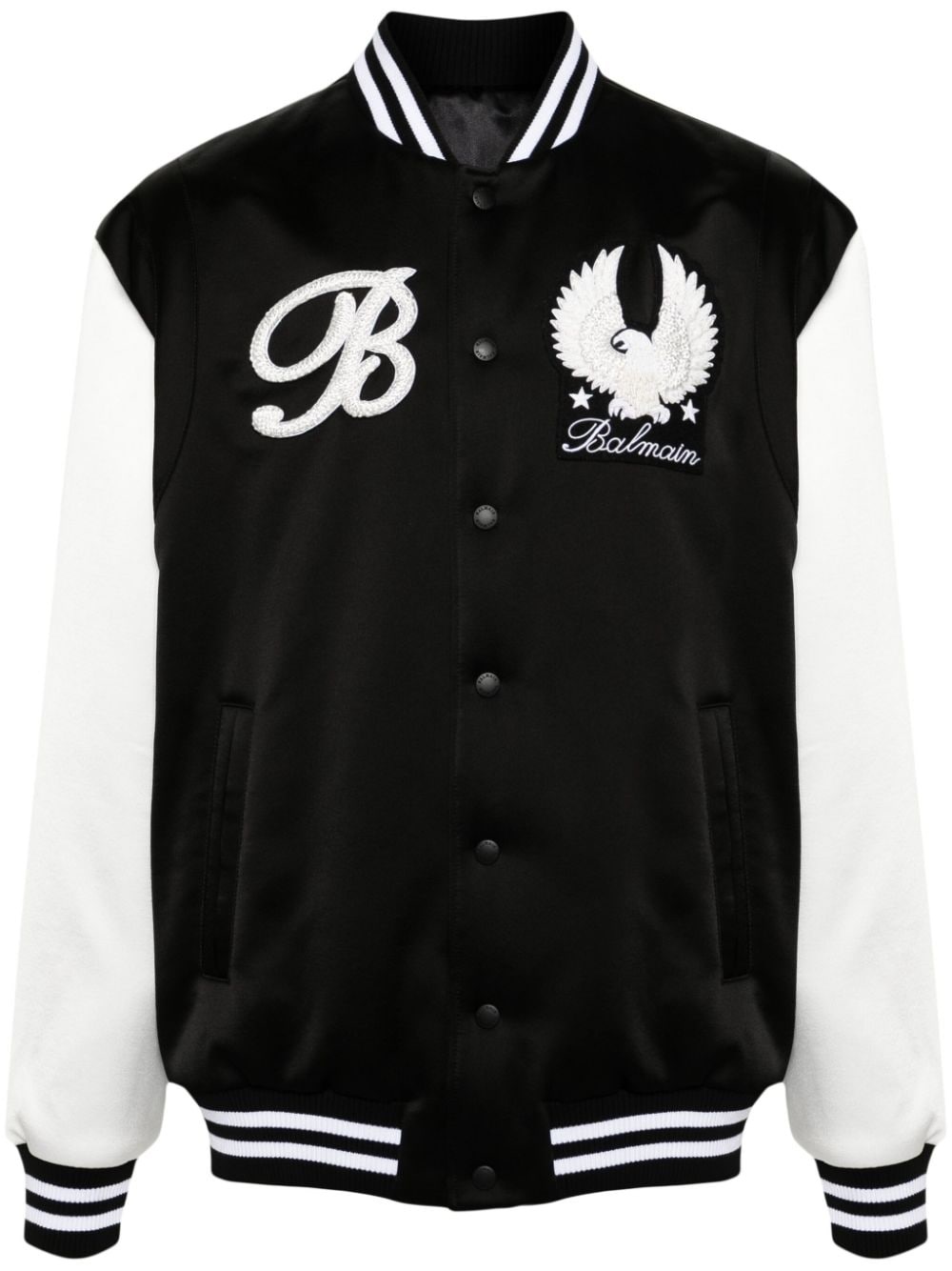 logo-patches satin bomber jacket - 1