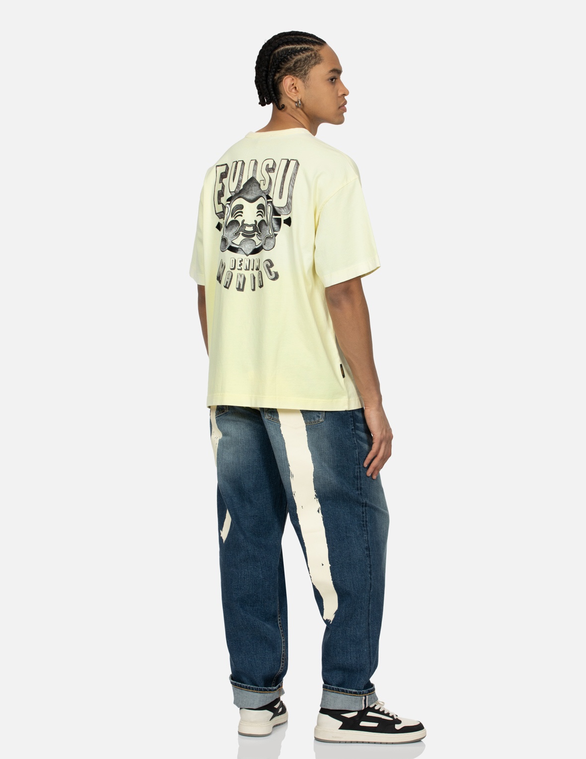ECRU BRUSHSTROKE DAICOCK LOOSE FIT JEANS - 3