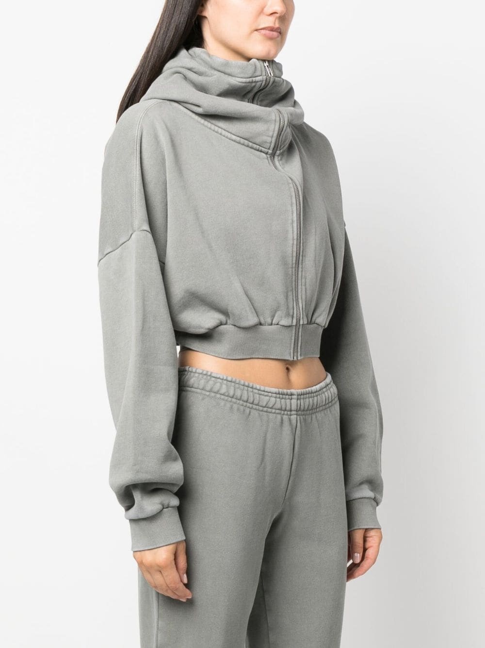 stand-up collar zip-up hoodie - 3