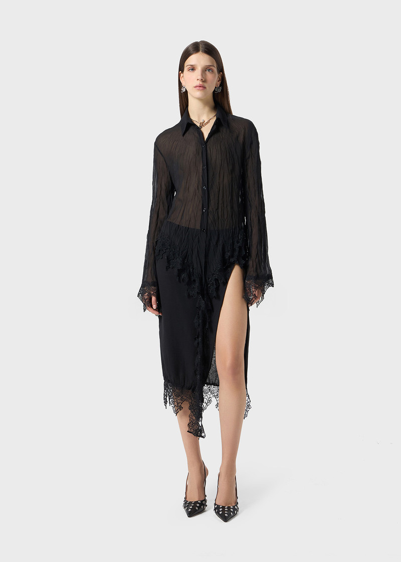 Blumarine CHIFFON SHIRT WITH LACE FLOUNCE outlook