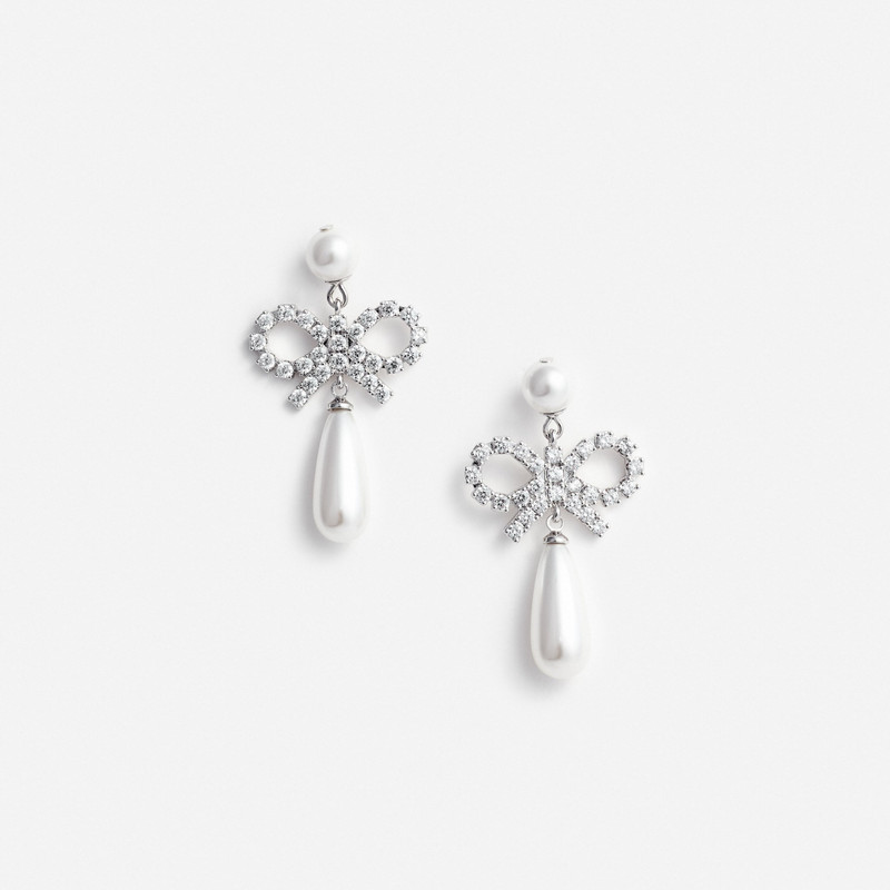 Pearl Bow Droplet Earrings 1