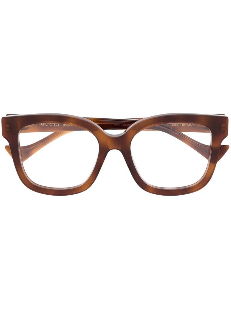 tortoiseshell-effect logo glasses - 1