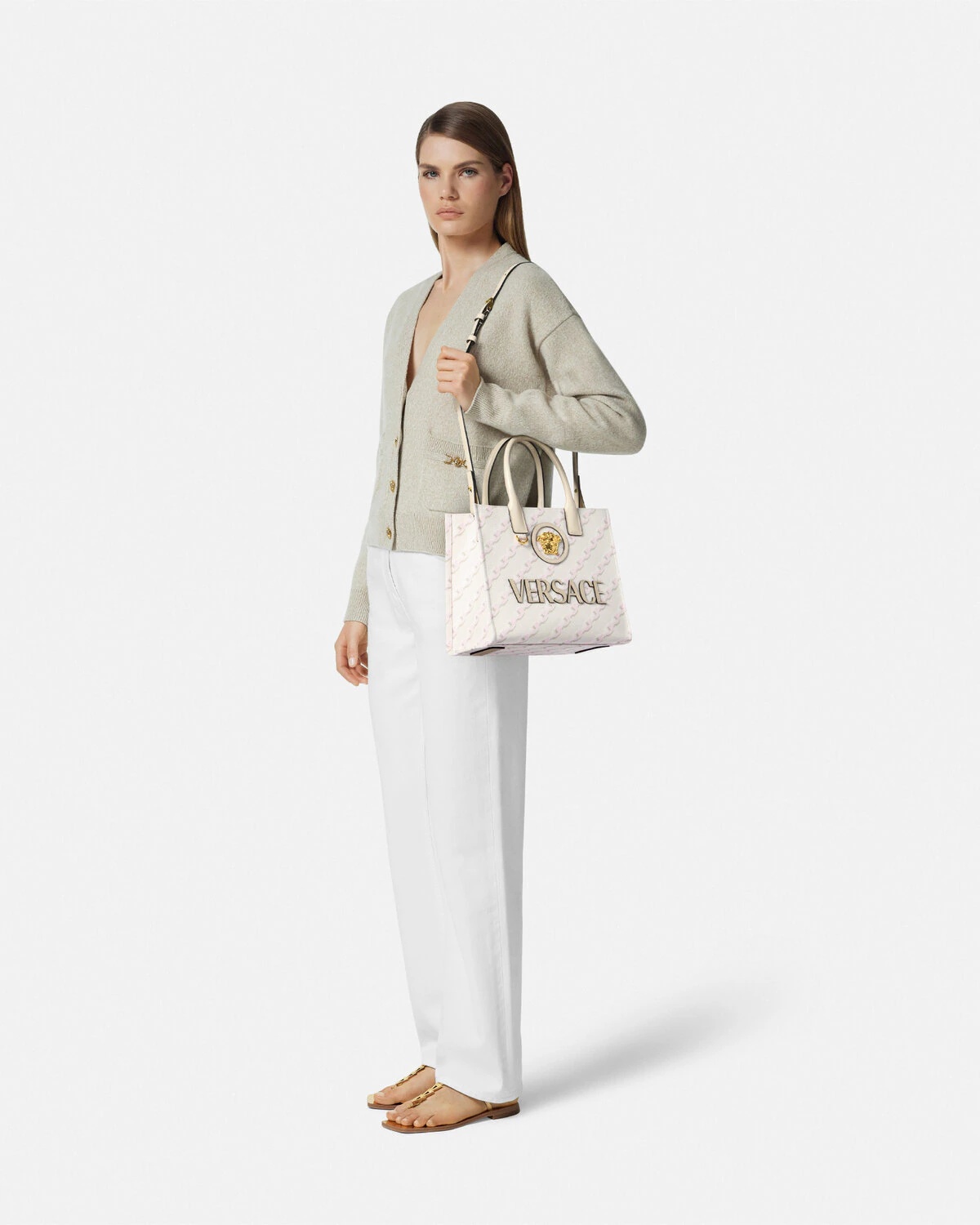 Chain Stripes La Medusa Small Tote Bag - 3