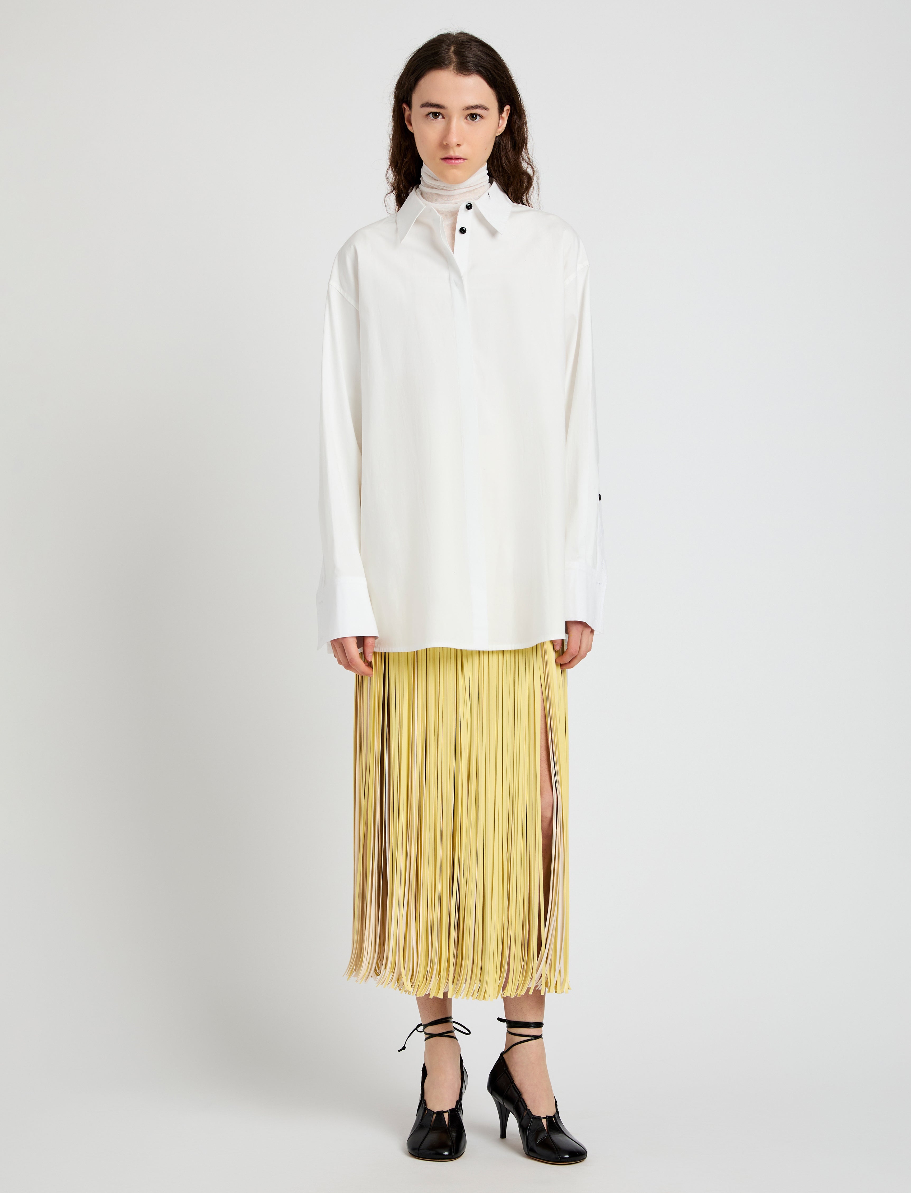 Veda Skirt in Faux Leather Fringe - 2