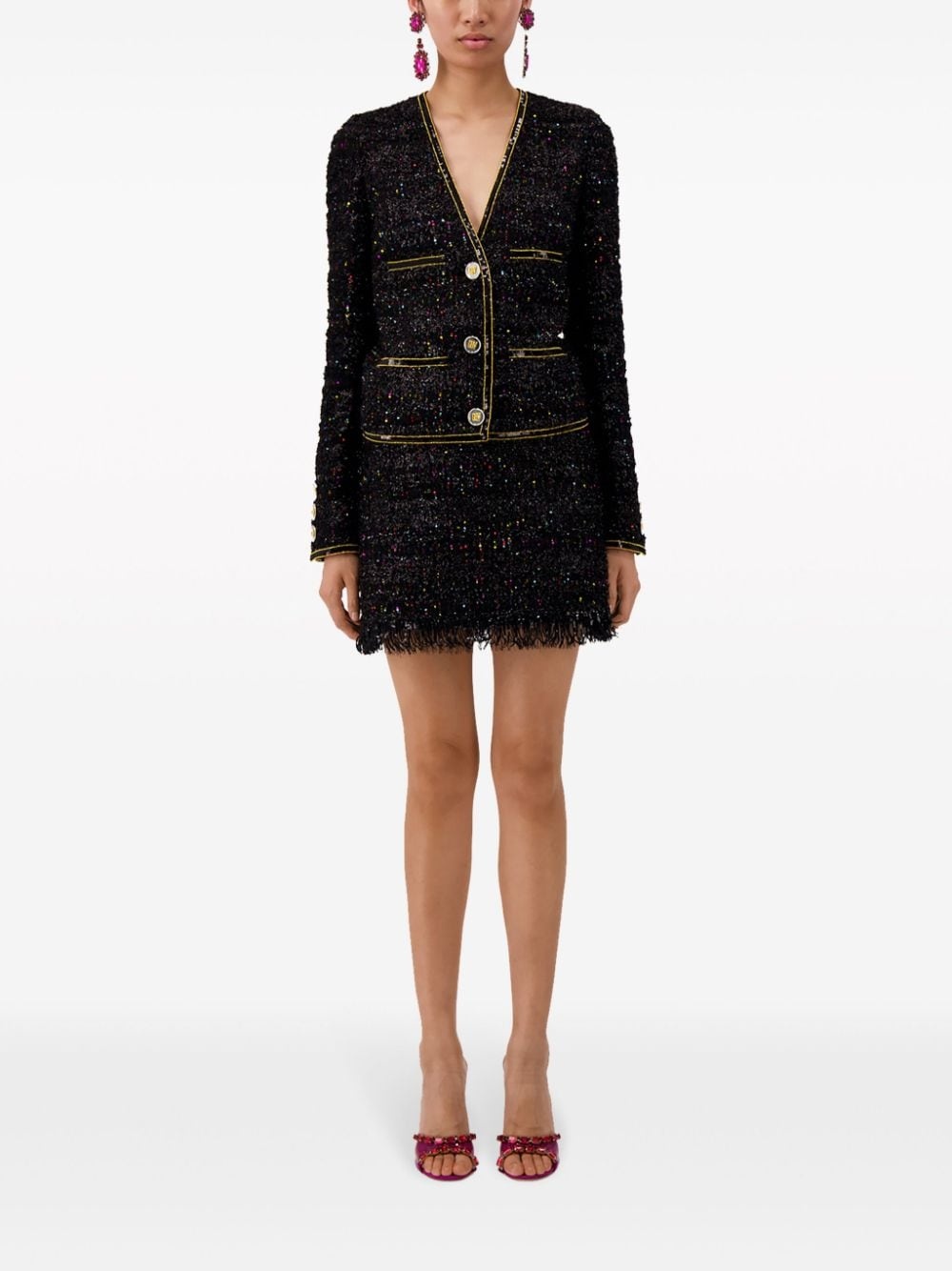 sequin-embellished tweed jacket - 2
