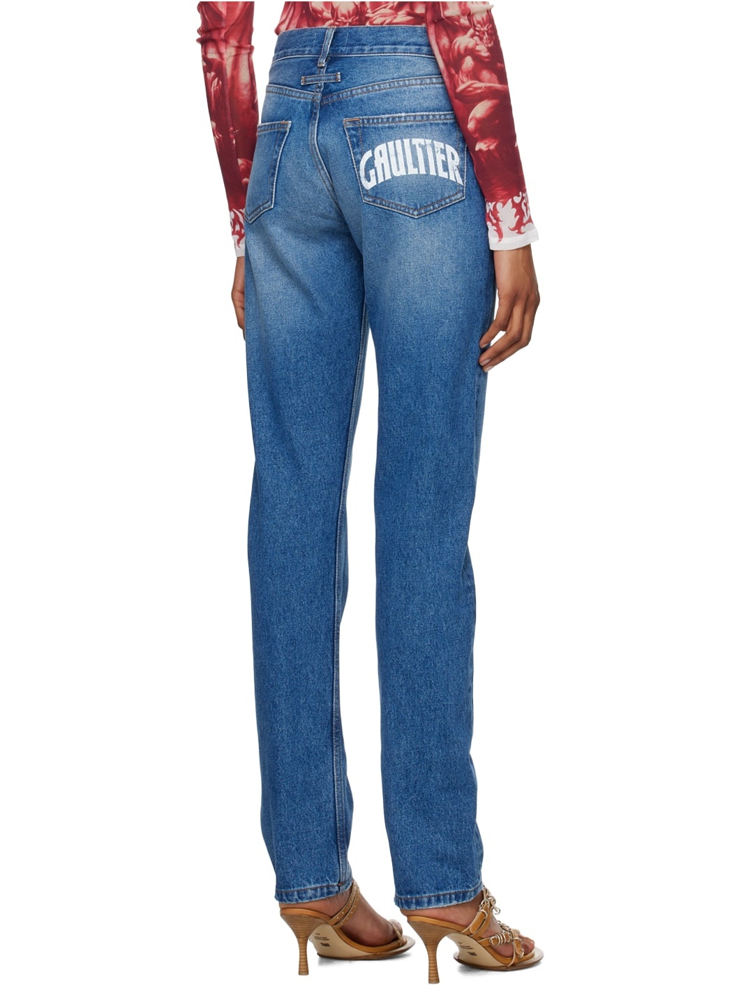 Blue Printed Jeans - 3