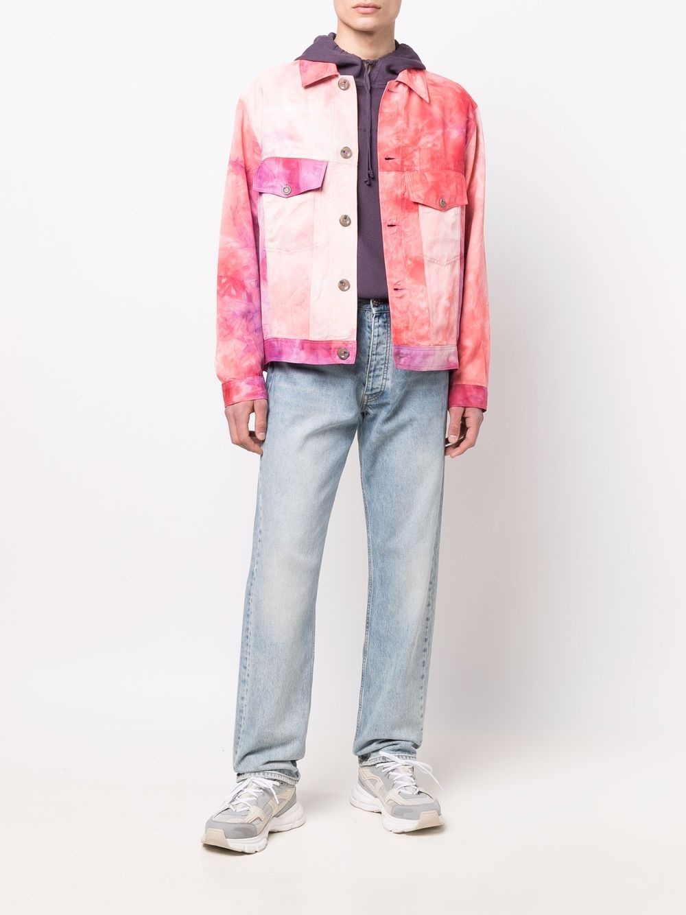 colour-block tie-dye jacket - 2