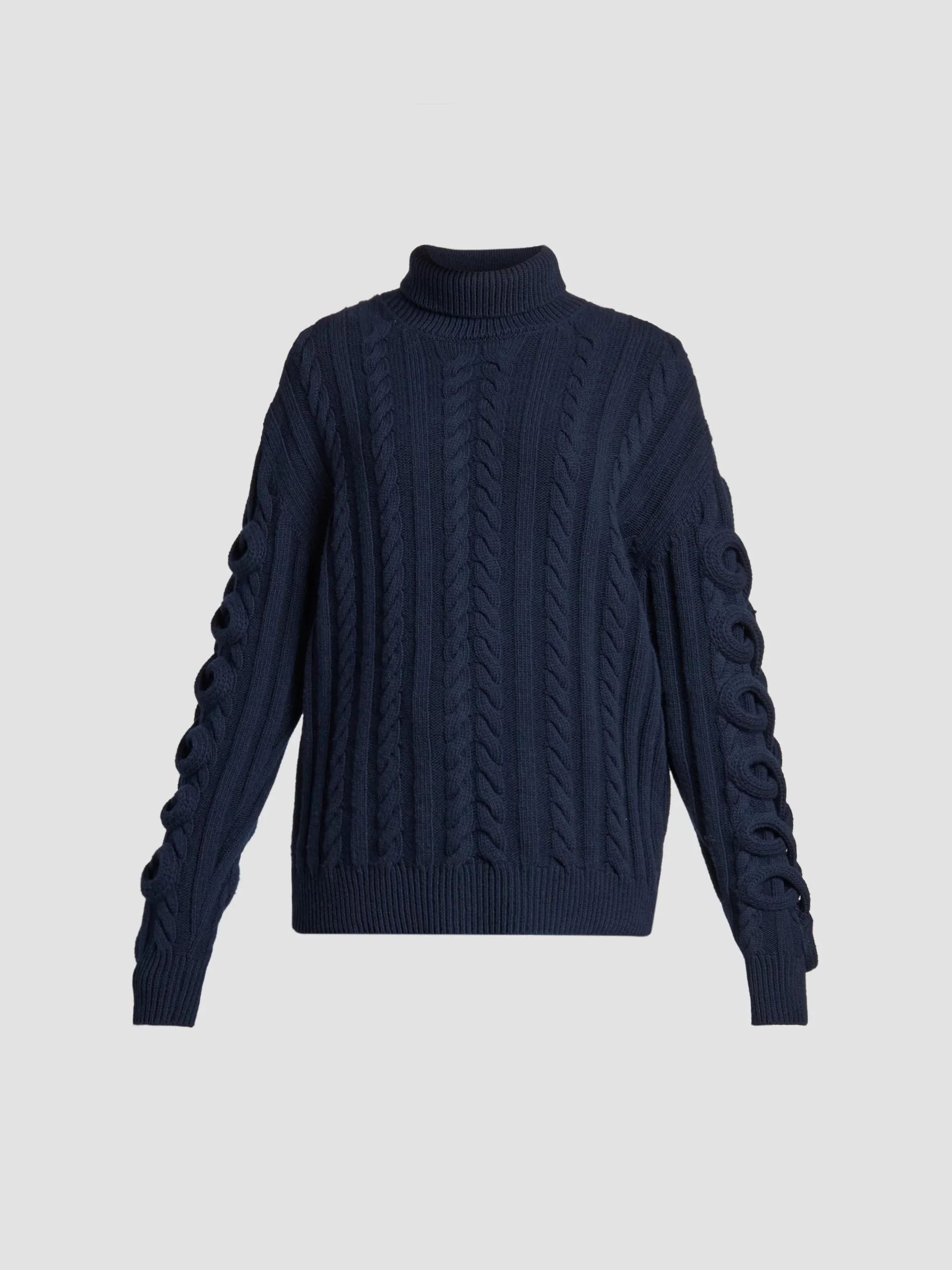 Women's Cable-Knit Wool Sweater - Multi - 1