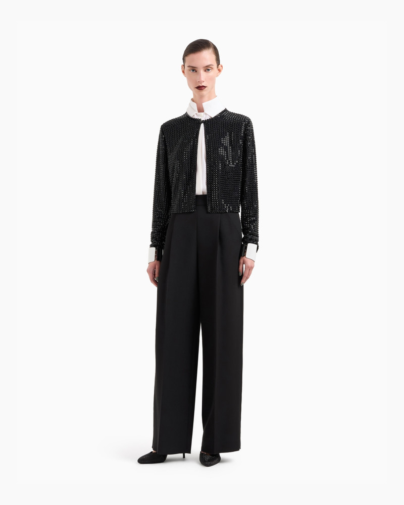 CREW-NECK SILK SATIN SHIRT WITH ALL-OVER EMBROIDERY 2