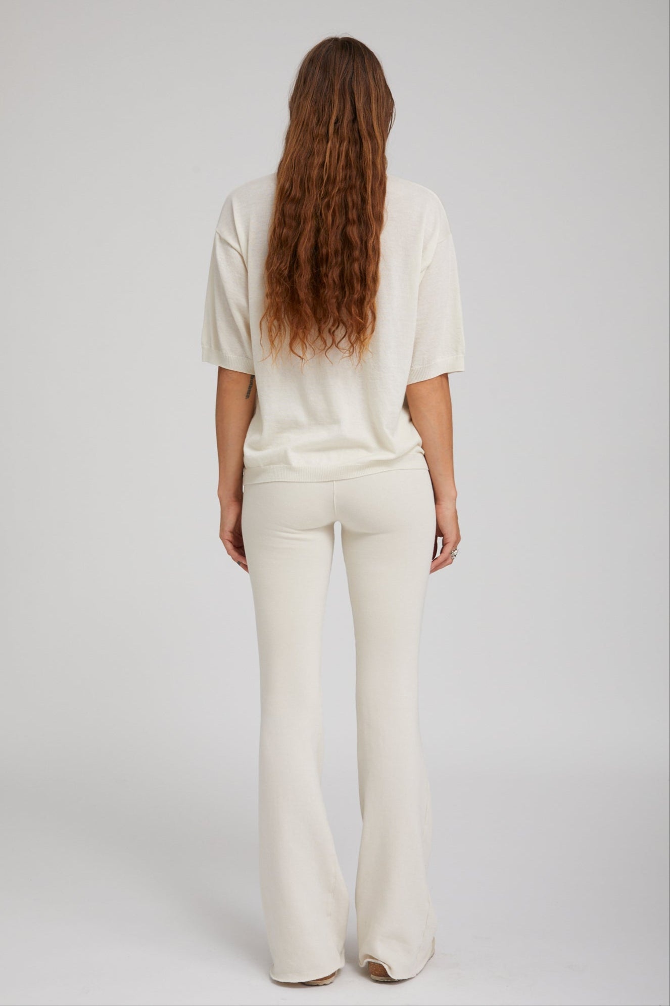 VINTAGE WHITE TRI-BLEND MICRO FLARE PANTS - 4
