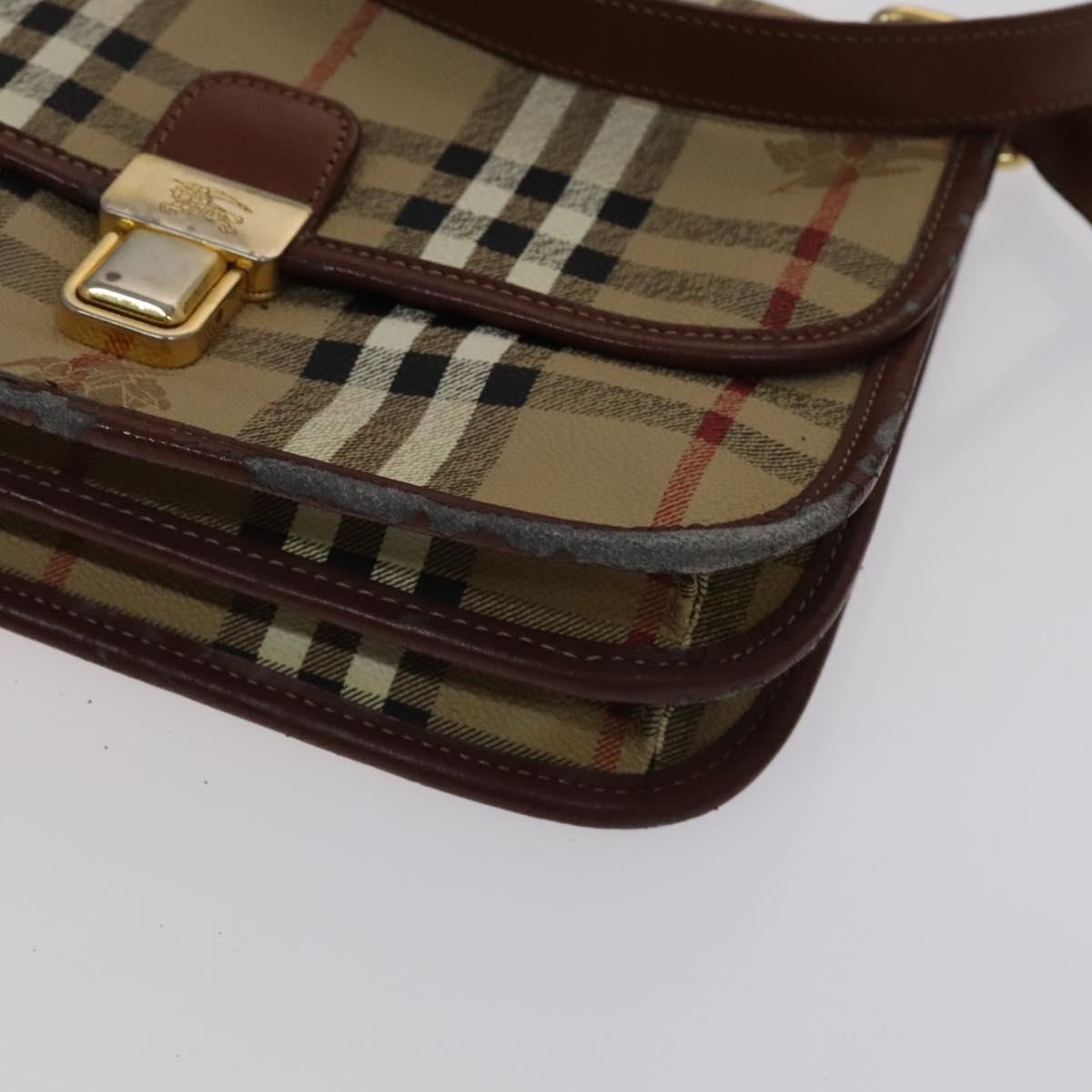 Burberry Nova Check Shoulder Bag Pvc Beige Brown Gold - 9