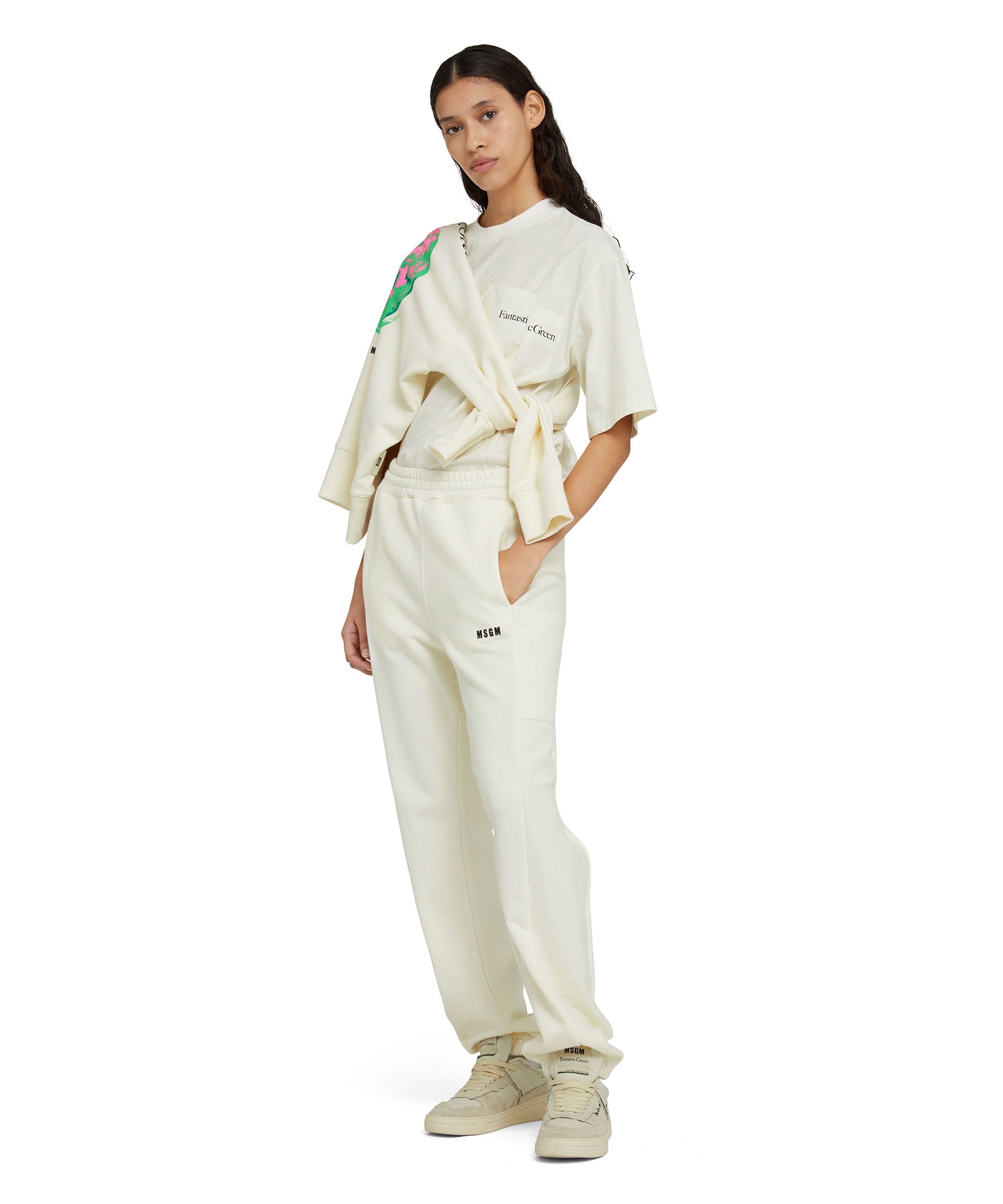 Organic cotton crewneck jogger pants from the MSGM Fantastic Green Capsule - 4