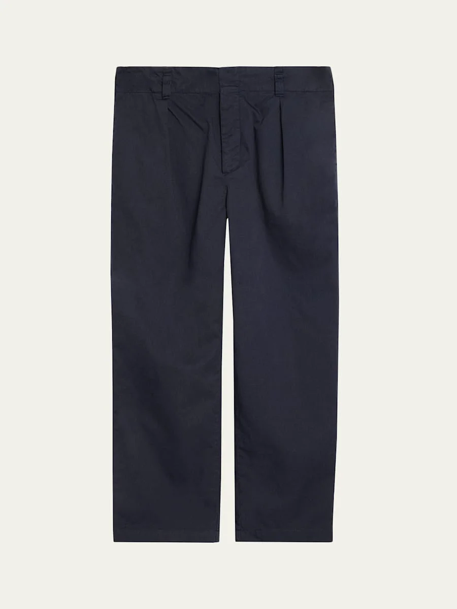 Men's Cotton Twill Wide-Leg Pleated Trousers - 1