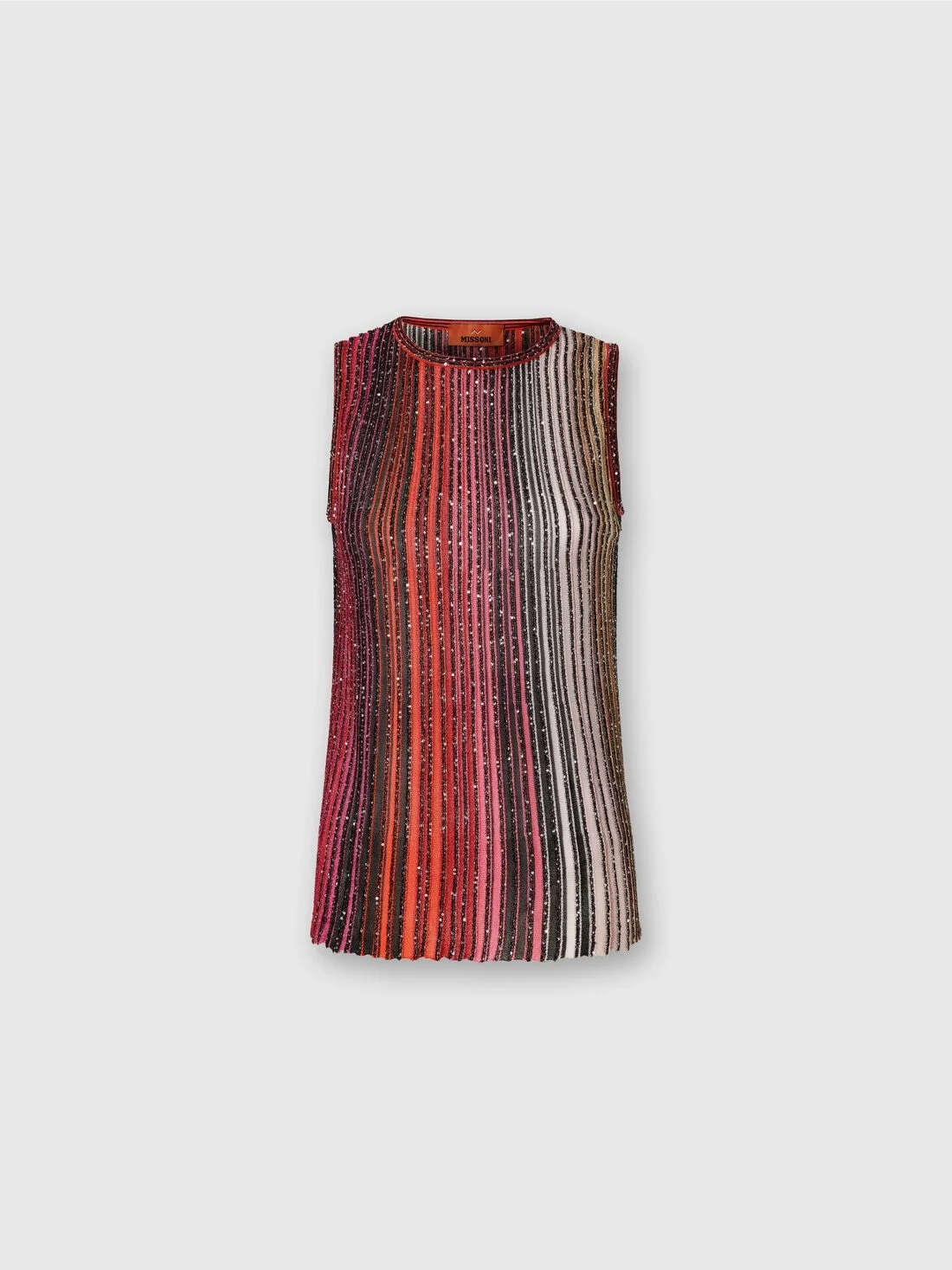 Partial striped sleeveless top with sequins - 1