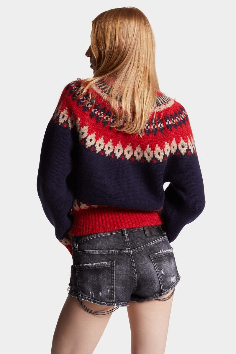 WOOL MOHAIR JACQUARDED TURTLENECK KNIT JUMPER - 4