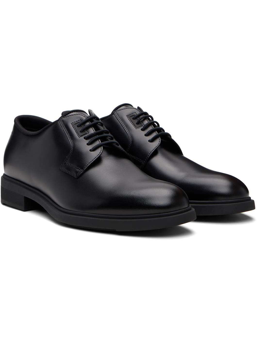 Black Piped Trims Leather Derbys - 4