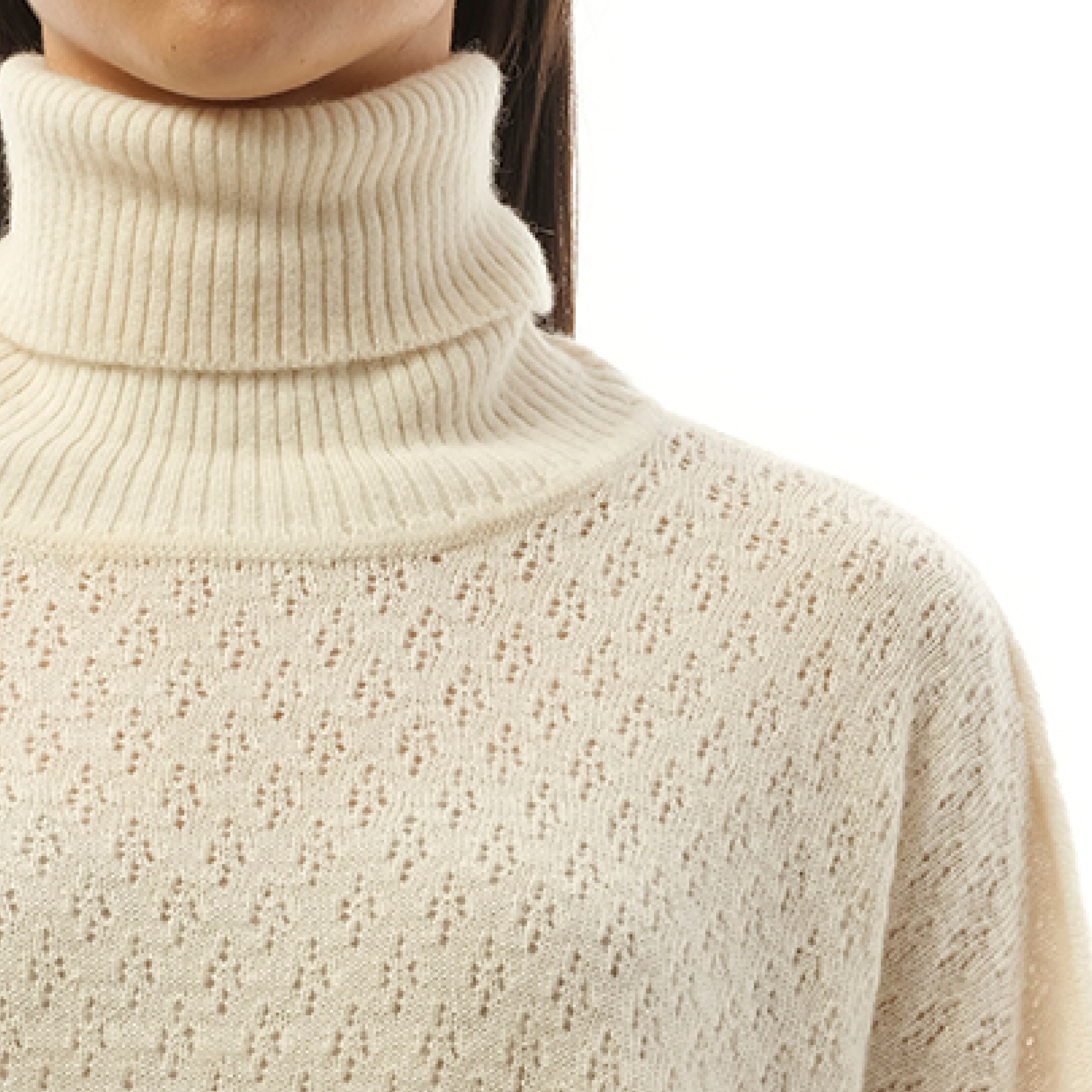 Fluffy Pointelle Sweater in Iconic Milk - 3