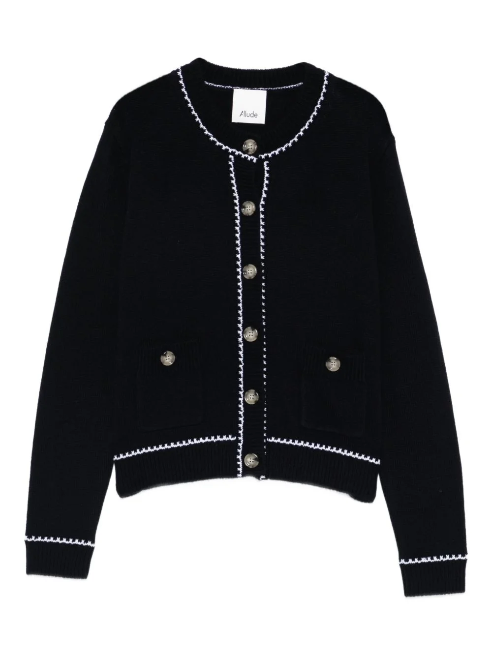 button-up trim-detail cardigan - 1