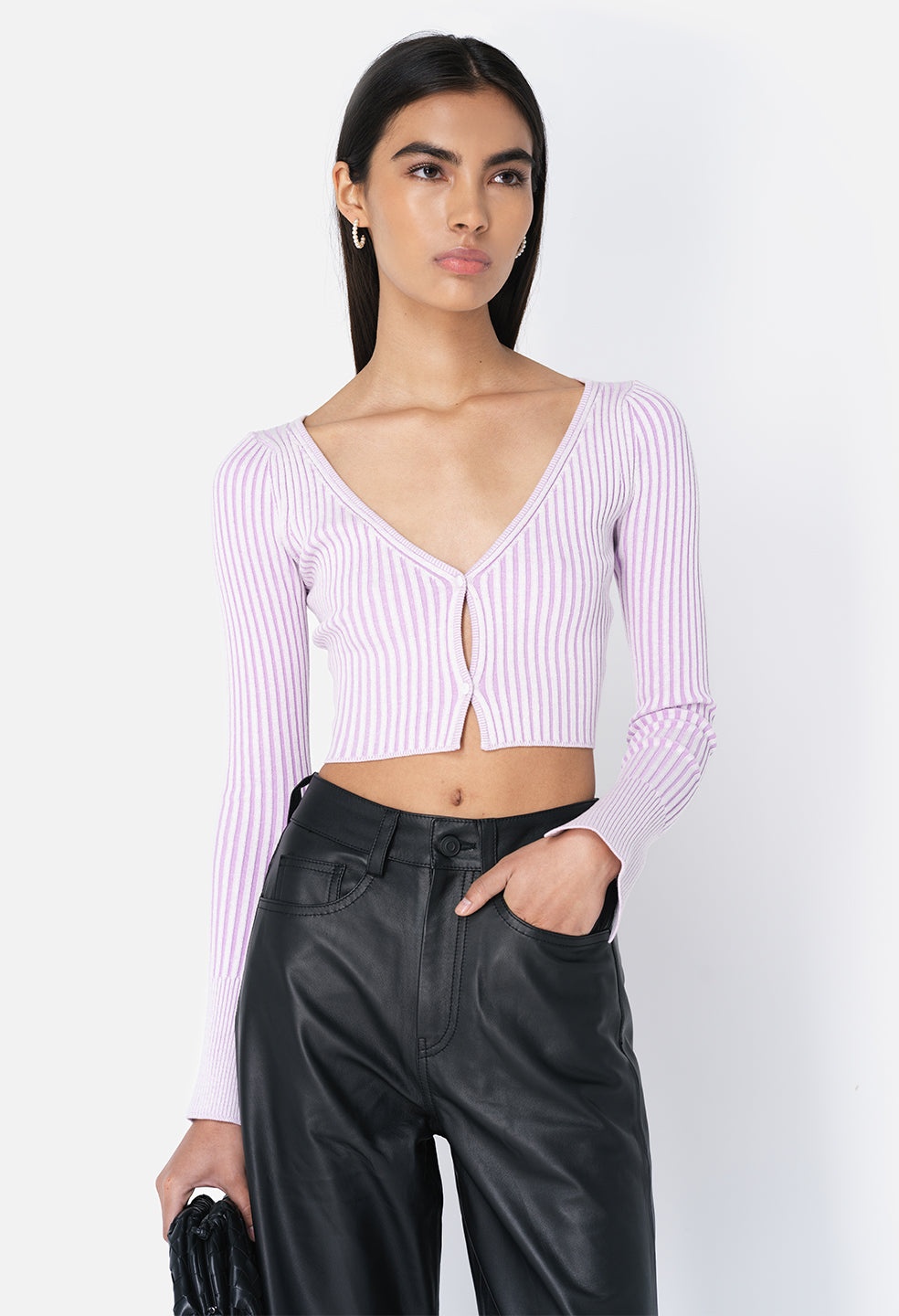 PIPER SILK RIB CROPPED CARDIGAN - 5