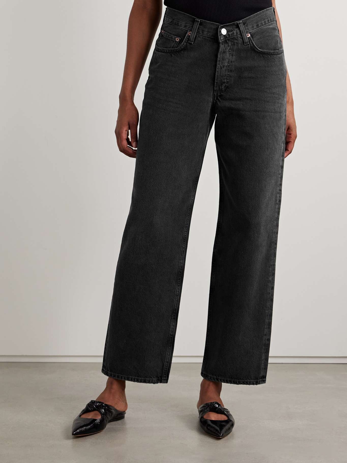 V-Waist Baggy mid-rise straight-leg jeans Black - 3