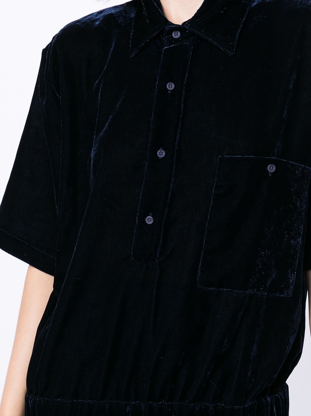 velvet-effect oversize polo shirt - 5