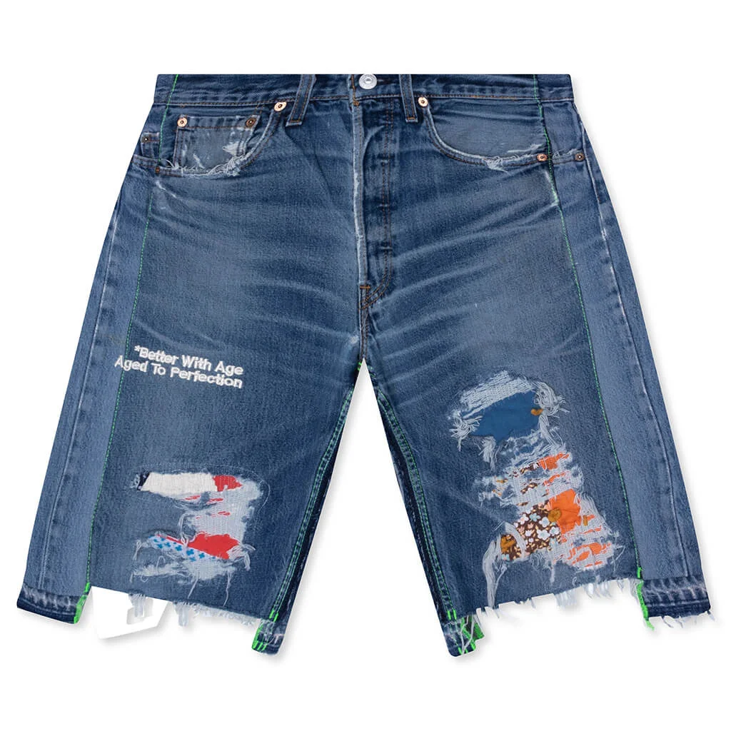 MONROE TRIPLE-WIDE DENIM REPAIR SHORT - INDIGO - 1
