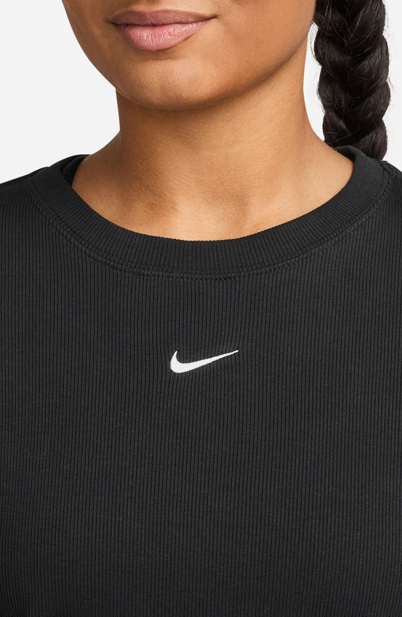 Nike Sportswear Rib Cotton Blend T-Shirt in Black at Nordstrom - 3