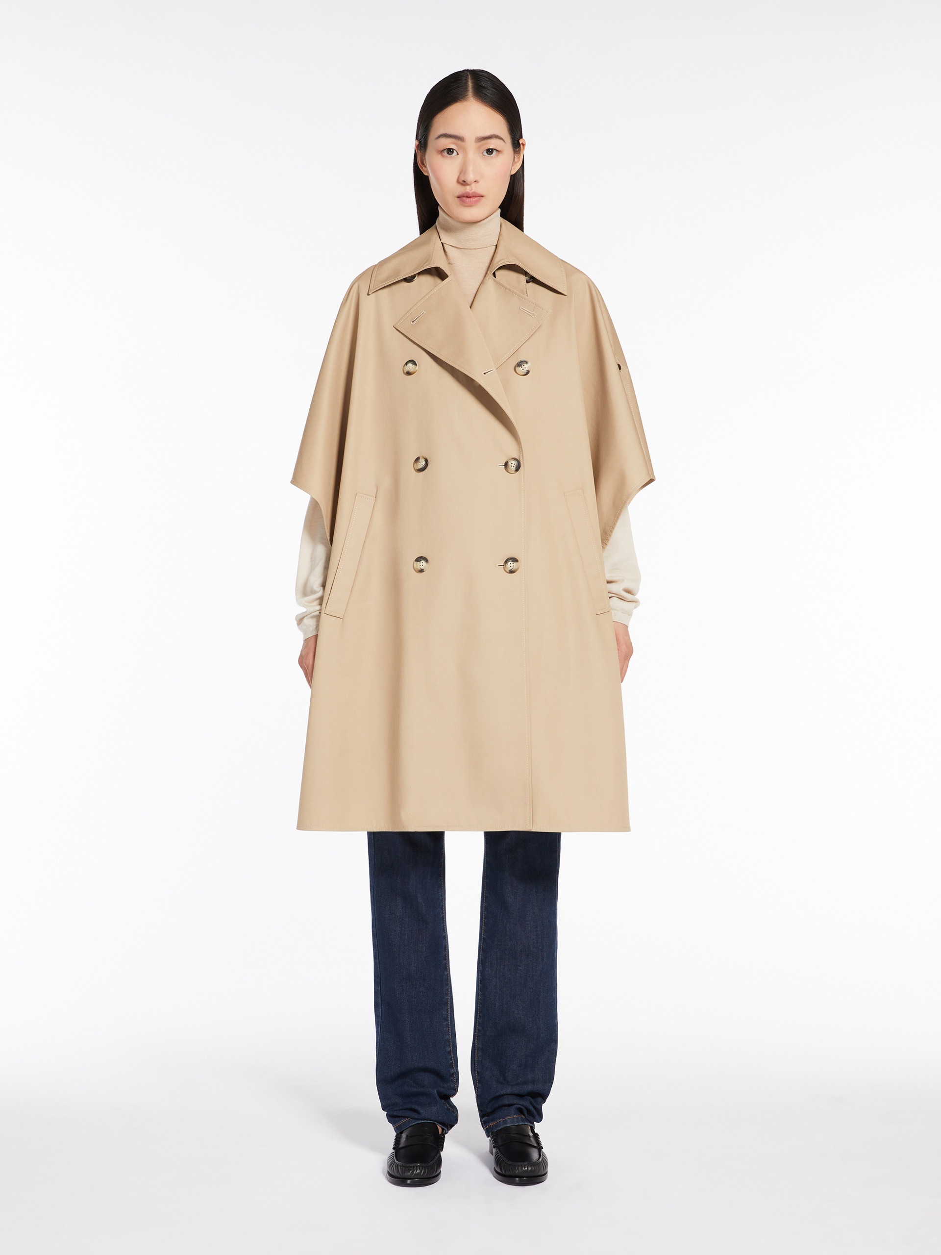 FINEZZA Double-breasted water-repellent cotton cape - 3