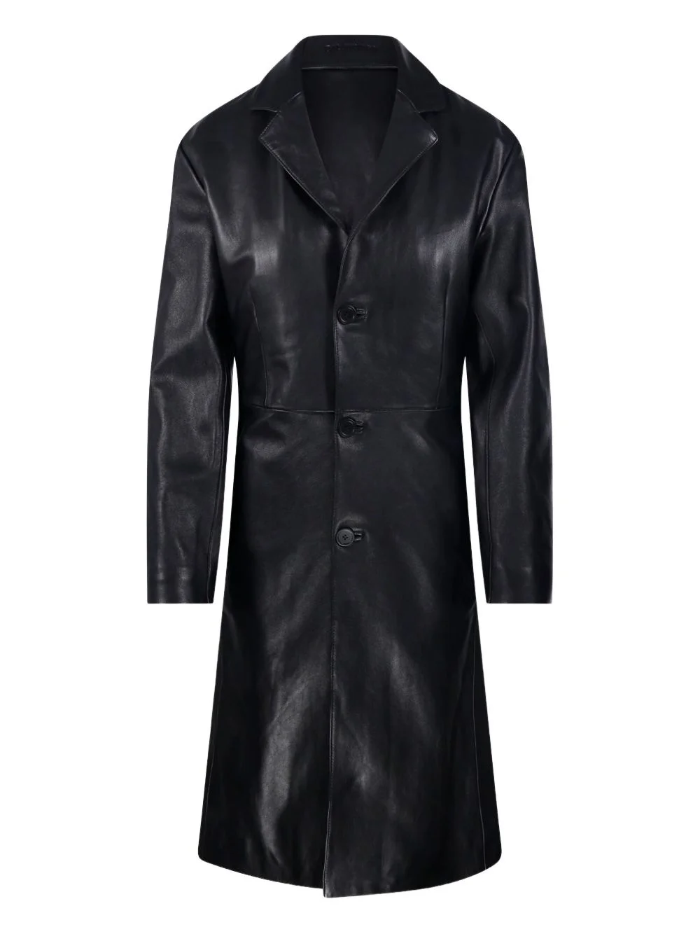 button-fastening leather coat - 1