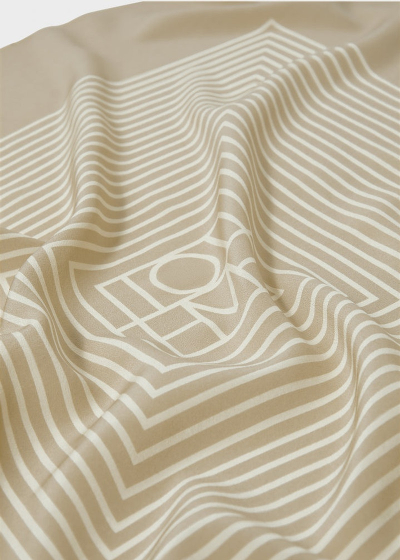 Centered monogram silk scarf peanut butter 8
