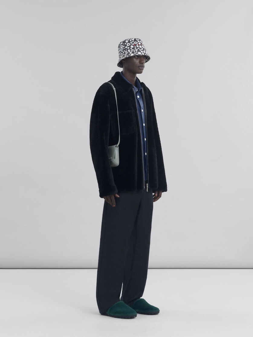 BLACK GABARDINE CARGO PANTS - 5