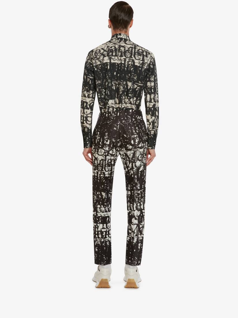 Men's McQueen Logo Stamp Shirt in Black/white - 4