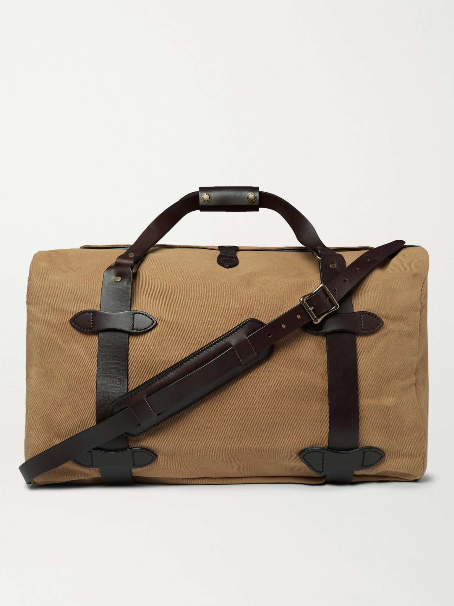 Leather-Trimmed Twill Duffle Bag - 1