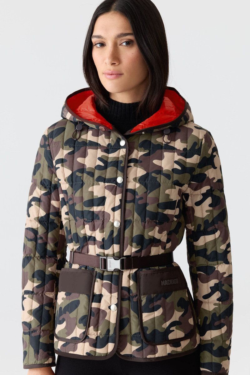 MACKAGE RAJA-CAMO Light Down Camo Jacket with Adjustable Belt outlook