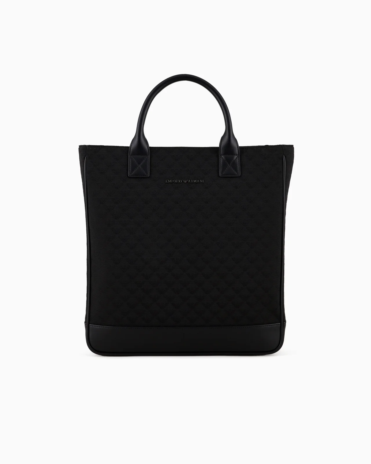 Nylon tote bag with all-over jacquard eagle - 1