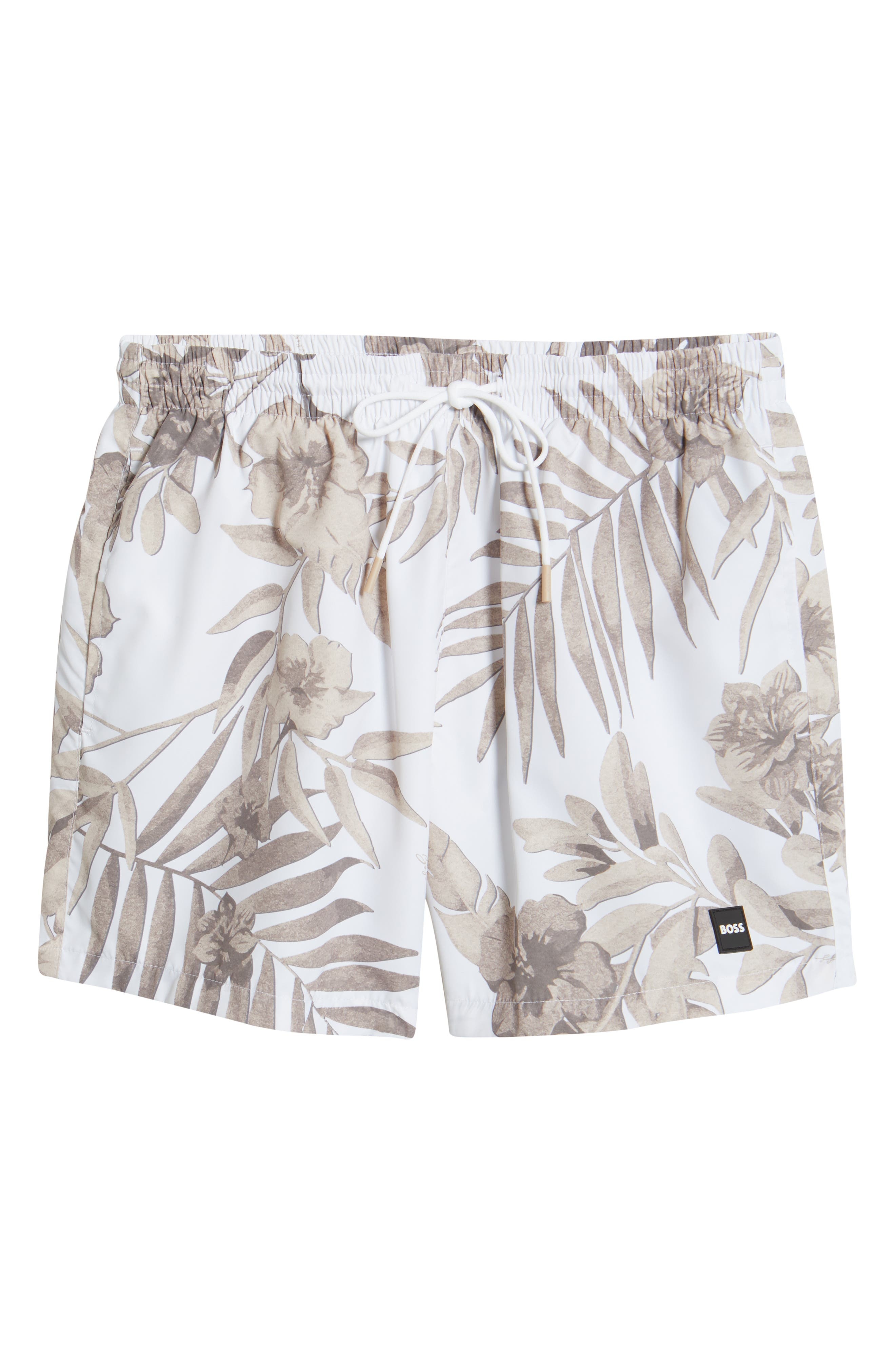 BOSS Piranha Floral Swim Trunks in Natural at Nordstrom - 6