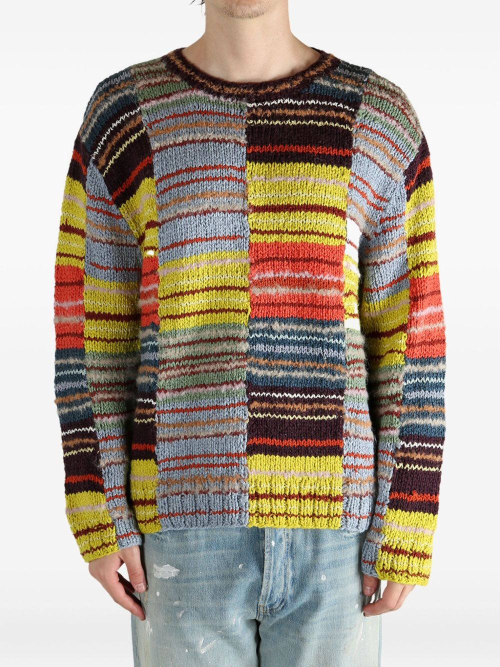 colour-block striped sweater - 2