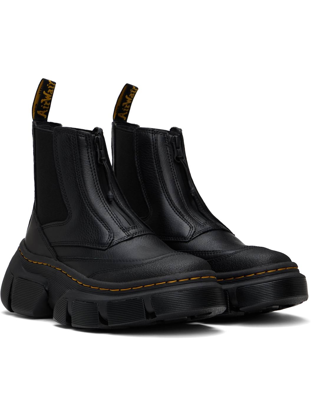 Black DXML Zip Leather Chelsea Boots - 4