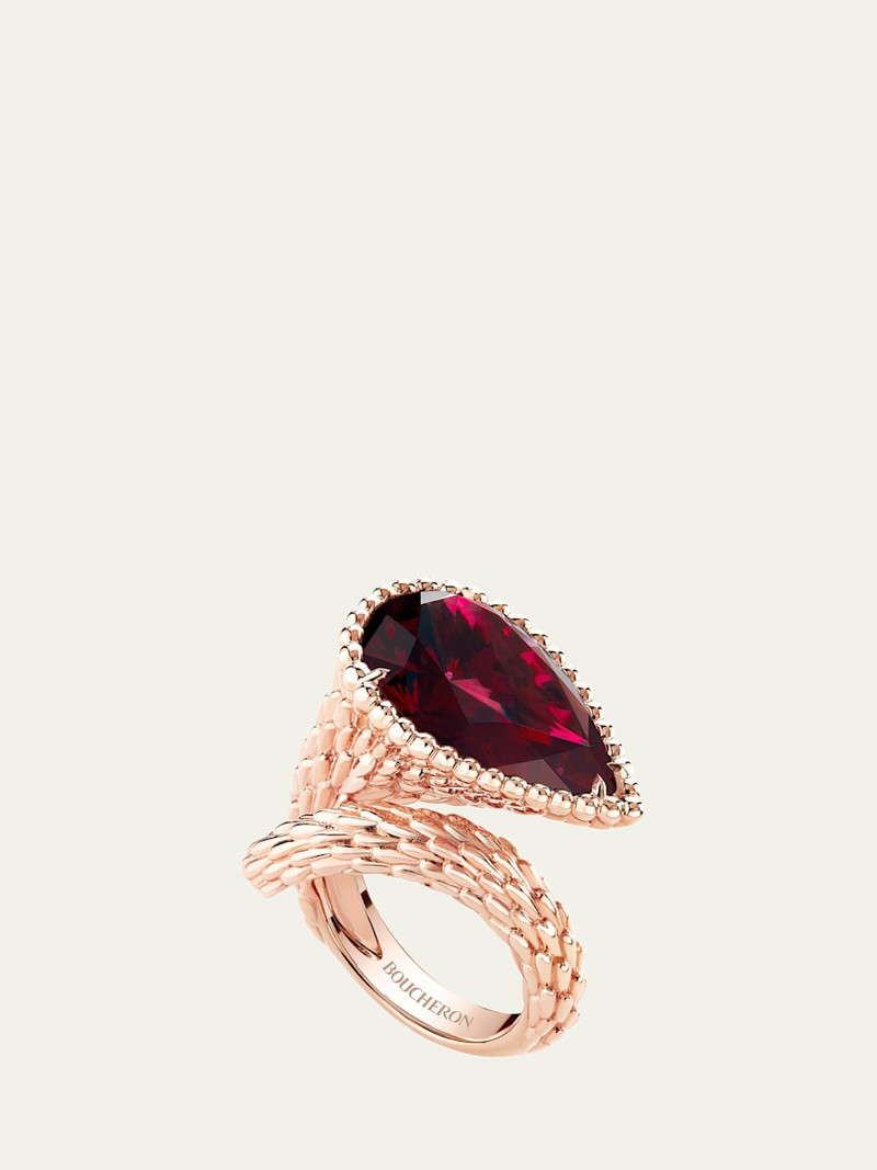 Boucheron 18k Rose Gold Serpent Boheme Ring With Garnet, L Motif outlook