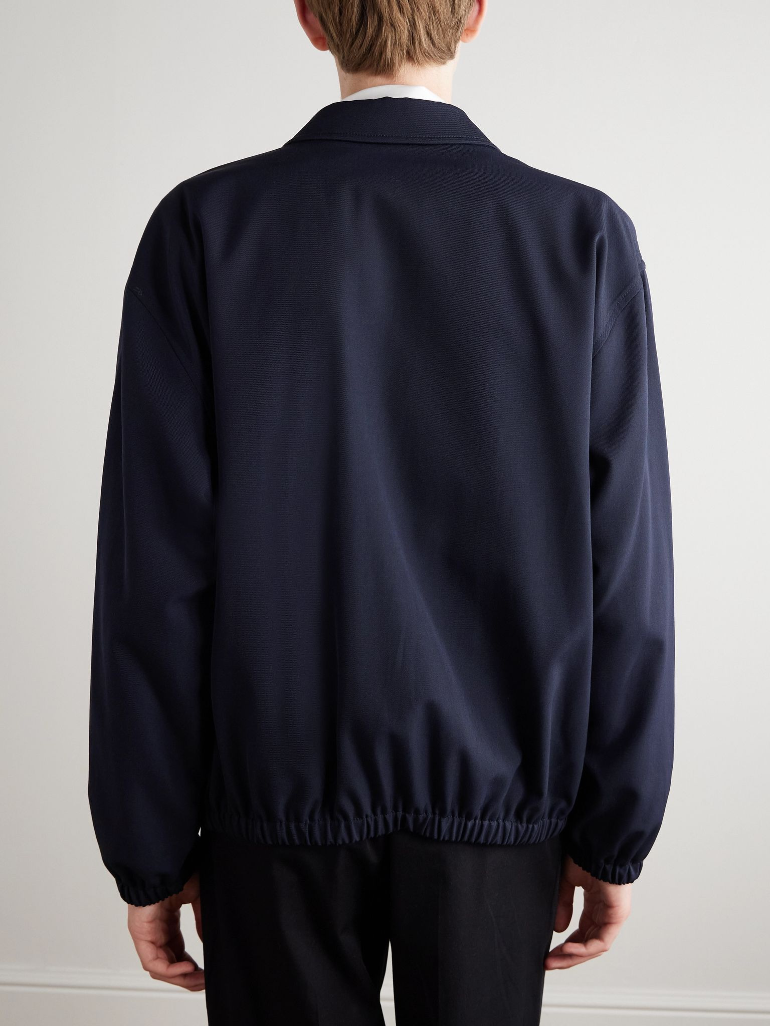Logo-Embroidered Wool and Cotton-Blend Gabardine Blouson Jacket Navy - 3