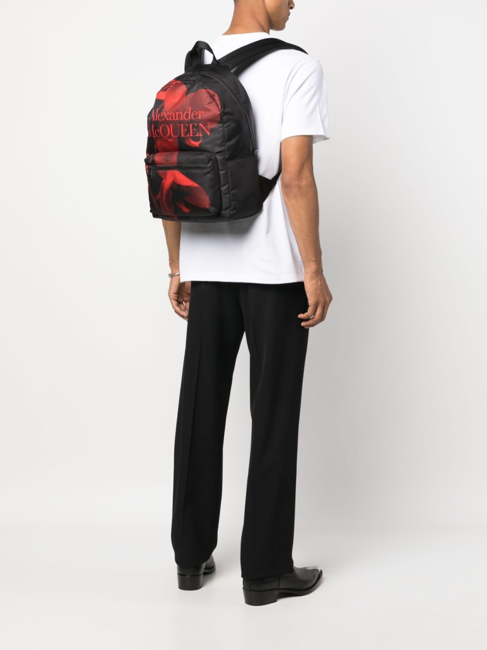 logo abstract-pattern print backpack - 2