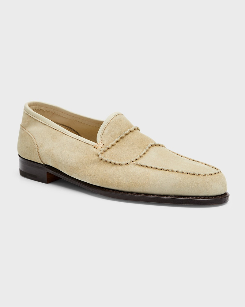 John Lobb Men's Bath Suede Penny Loafers outlook