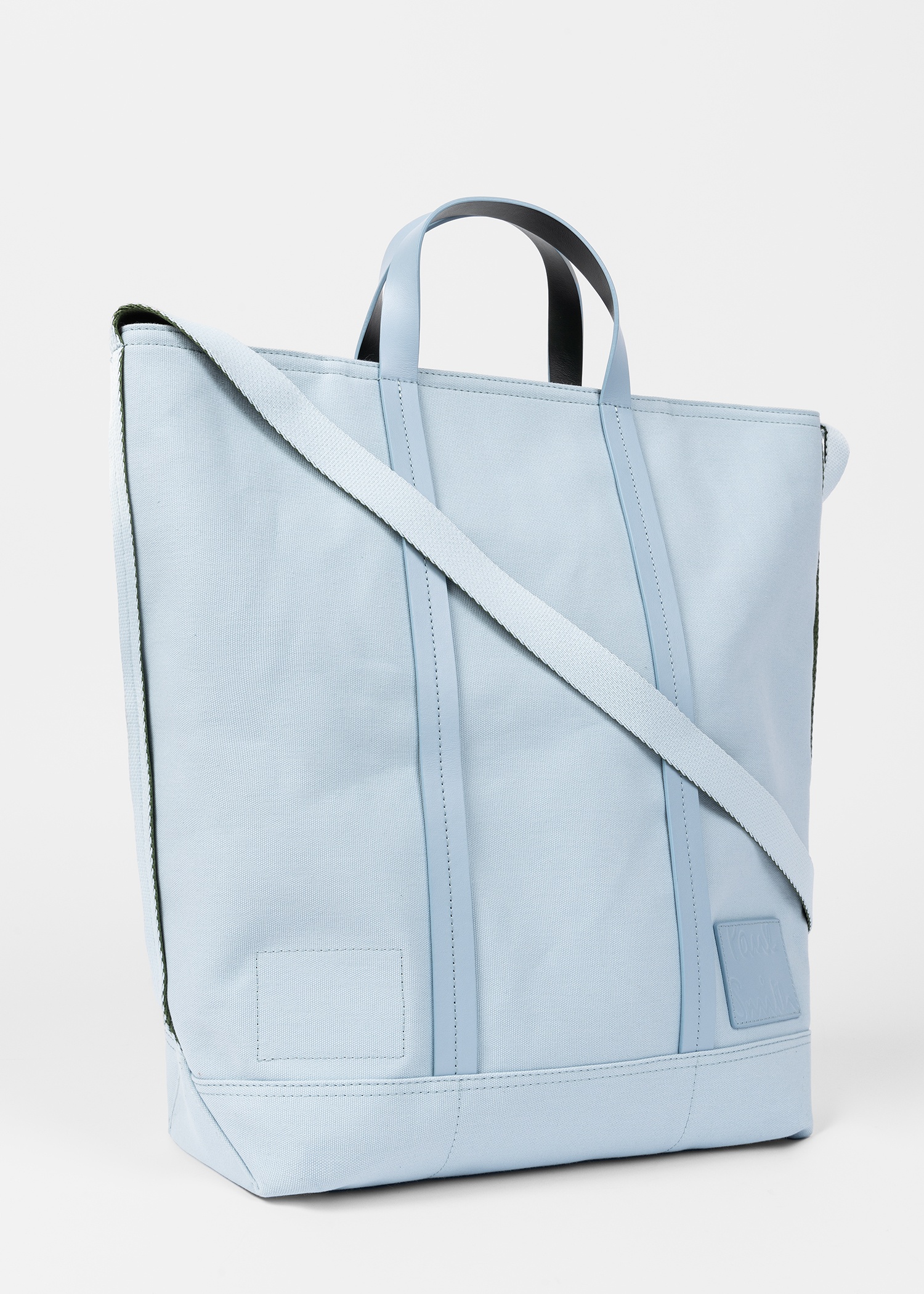 Sky Blue Canvas Reversible Tote Bag With Shoulder Strap - 4