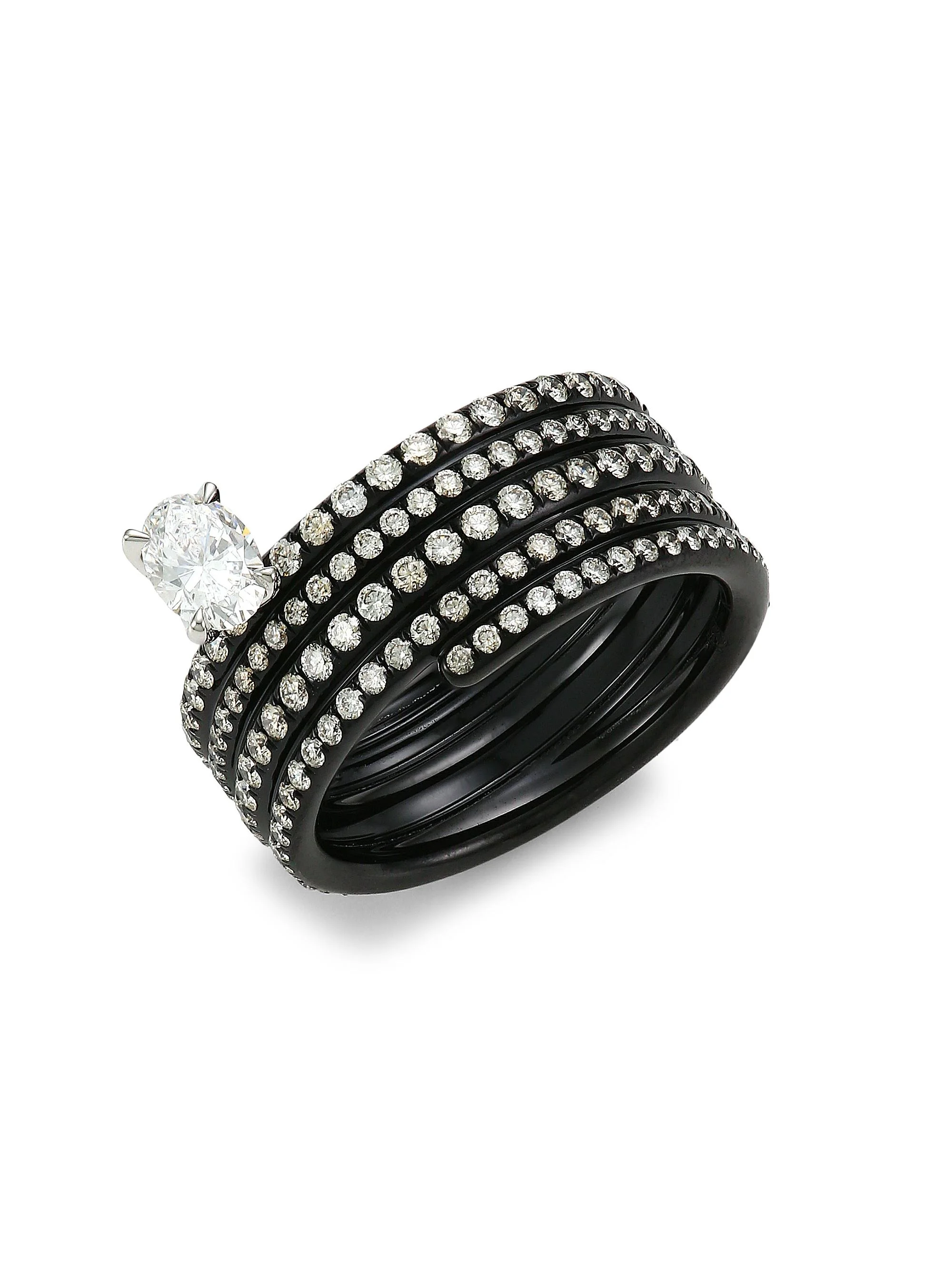 Women's Blast 18K Black Gold & Diamond Ring - 1